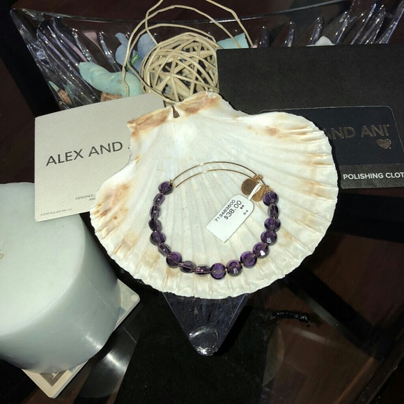 Alex and Ani Purple Crystal Bangle - Picture 2 of 4